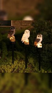 Đèn Led Hình Cú Mèo Sân Vườn Đèn Sàn Năng Lượng Mặt Trời Mô Phỏng Động Vật (1 cặp 2 con)