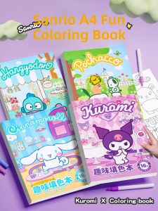 Sanrio Fun A4 Sketch Coloring Book Drawing Pad Set for Children Creative Markers Dedicated Fill-In Art Painting Coloring Book for Kindergarten