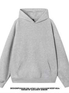 Autumn Winter Heavyweight Rigorous Solid Color Fleece Hoodie Mens American Trendy Loose Cleanfit Couple Hat Shirt