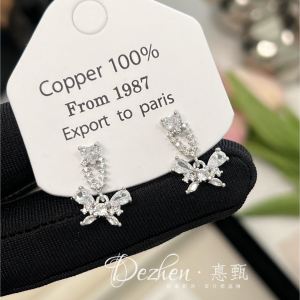 New Zircon Butterfly Pendant Ultra-Shiny Fashionable Luxury Feelings High-End Match All-Earrings Jewelry Earrings Accessories