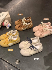 Leather Version~Peach Pink Retro Casual Sports Womens Shoes 2025 Autumn New Style Yang Yang Shoelaces De Xin Shoes