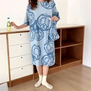 Váy ngủ Nữ Mùa hè Kiểu Hàn Đồ mặc nhà ngắn tay học sinh Mẫu hoạt hình dễ thương Crayon Shin-chan Đồ ngủ bà bầu rộng rãi