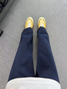 Cleanfit American Style Fitness Sports Pants Mens Dark Blue Straight Leg Casual Trousers with Flare at an Angle