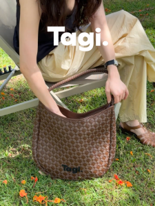 Tagi. PU Leather Woven Shoulder Bag