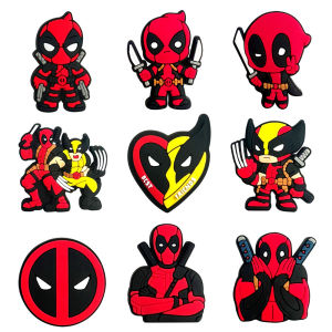 Mesuca | 9-28pcs Deadpool Cartoon Shoe Charms for Women Men Girls Shoes Decoration Accessories For Clog Sandal Wristband Bag