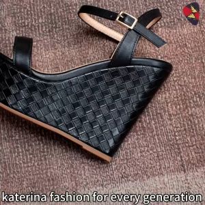 KATERINA FASHION Korean Plain Wedge Sandals For Women Adjustment Strap AB-99