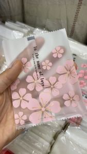 Set 100 túi đựng trà hoa bánh kẹo hàn miệng 9x11.5cm Họa tiết hoa đào