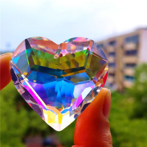 Top Quality 45mm Sparkle K9 Crystal Peach Heart Love Sun Catcher Lighting Pendant DIY Jewelry Ornament Wedding Party Decoration
