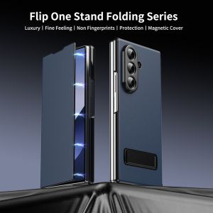szhaiyu | Luxury Shockproof Leather Flip Phone Case For Samsung Galaxy Z Fold 8 7 6 5 4 Ultra Metal Kickstand Protection Magnetic Cover
