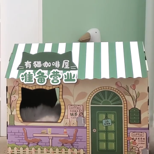 Cat House Kitty Private Space Cat Bed Milk Box House with Free Scratching Board Large Size Paw Toy [SG stock]