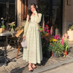 ฤดูร้อน พลัสไซส์ ผู้หญิง ลายดอก เดรส พร้อม มีเข็มขัด เอว ชุดป้องกันแสงแดดสองชิ้นสไตล์สด พลัสไซส์ เสื้อผ้า