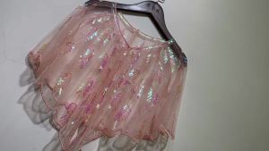 Thin Section All-match Color Powder Lace Dress Small Waistcoat Heavy Industry Sequin Sunscreen Sweet Pink Shawl Fairy