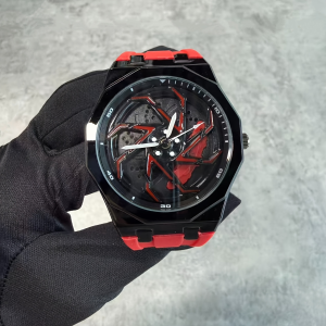 DENVOSI | New Cool Mens Spider Watch Rotating Car Wheel Dial Quartz Watch Waterproof Silicone Strap Sports Watch Mens Fashion Gift