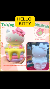 Tượng thạch cao trắng HELLO KITTY NẰM BỒN TẮM M85 (Không kèm màu) Bé Tô Màu Tô Tượng trò chơi trẻ em