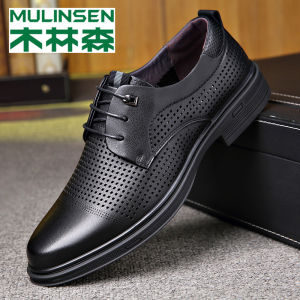 Business Casual Mens Shoes Breathable Soft Leather Hollow out Design Summer Office Shoes round Toe Flat Heel Rubber Sole