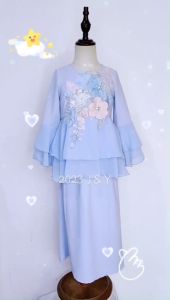 Baju Hari Raya J&Y Peplum Baju Raya Design Kurung Baby Blue Pink Mint Purple Kanak Kanak-Kanak Budak Perempuan