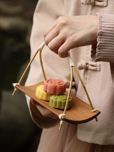 Exquisite Bamboo Fruit Basket Plate Tray Vintage Chinese Style Living Room Tea Table Home Use Front Desk Candy Tray