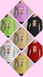 Baju Kaos Wanita Labubu Lengan Panjang Slim Fit