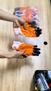 Combo 6 đôi găng tay lao động phủ cao su màu trắng cam găng tay làm vườn bao tay chống mài mòn