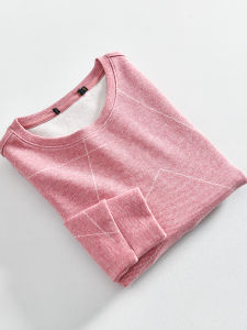 Finn Brand Mens Fashion Casual Pullover Hoodie with Geometric Pattern and Crewneck for Spring Fall Winter ความหนา: บุขนแกะ