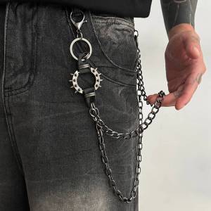 Salircon Punk Style Metal Fashion Waist Chain Jeans Keyring Men Accessories Trend Hipster Pants Jean Pendant Keyring Jewelry