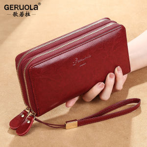 Ladies Long Genuine Leather Wallet 2025 New Handheld Bag Integrated Large Capacity Mobile Phone Double Zipper Money Clip