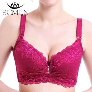 ECMLN Plus Size Lace Bra for Women Thin 3/4 Cup C/D Adjustablae Breathable Push Up Wired Bralette
