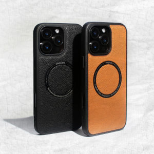 Magsafeแม่เหล็กไร้สายชาร์จหรูหราสีทึบหนังสําหรับiPhone 16 Pro Max 14 11 12 13 15 Pro Maxปกหลัง