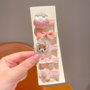 Cute Cartoon Childrens Pink Hair Clips Baby Forehead Clip Full Cloth Sweat Hair Damage Free Girls Hair Accessories