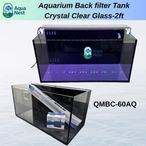 Aquarium OMBC-60cm 2ft Back Filter System Crystal Clear Glass including Water pump & RGB Light-Fish Tank/full set