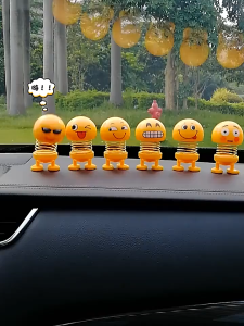 Car Decoration Emoticon Spring Doll Funny Shaking Head Cute Car Interior Smiling Face Doll Car Toy