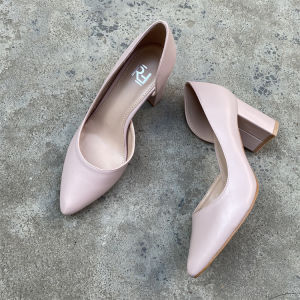 New Style Pointed Toe Side Open Chunky Heel High Heels Simple Commute Large Size Women Single Shoes Fashionable Casual Flats