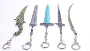14cm Ring Dark Moon Greatswor Eldens Keychain Pendant Bloodhounds Fang Keyring Cosplay Fans Props Men Women Backpack Jewelry