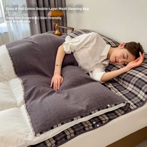 SUSE | Cotton Double Layer Sleep Bag Sheet and Duvet Set Portable Washable