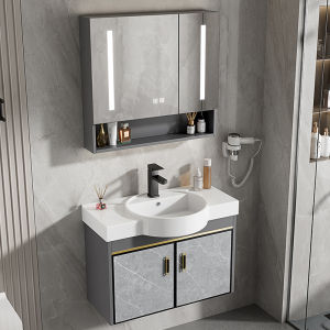 Space-saving Simple Wall-mounted Bathroom Vanity Combo with Ceramic Sink