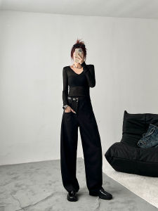 High Waist Loose Casual Suit Pants Womens Design Sensation Floor-Length Pants Slimming Wide Leg Straight Tube Pants