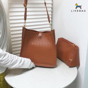 LIKEBAG New Fashion All-in-one Beautiful Female Bag Texture Woven Large Shoulder Bag Casual Webbing Crossbody Bag Shopping Large Capacity Bag