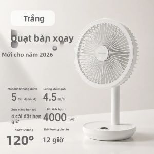 Quạt Để Bàn Dao Động BLDC Có Thể Sạc Lại Với 5 Tốc Độ Gió Chức Năng Hẹn Giờ Im Lặng 4000mAh Cho Quà Tặng Phòng Gia Đình