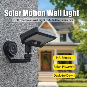 Outdoor Solar Security Light Motion Sensor Detection 3 Mode Brightness Magnetic Base Waterproof Design for Wall Fence Gate Porch