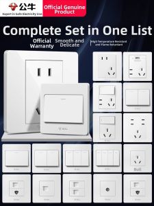 Bull | Bull Switch Socket Air Conditioner Household 86 Type Socket Panel Multi Hole with One Open Five Five Hole 16A