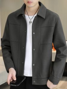 HENGYUANXIANG | Hengyuanxiang Mens Short Jacket Collared Spring Autumn Casual Fashionable Admin Style Polyester Fiber Anti-Wrinkle Treatment