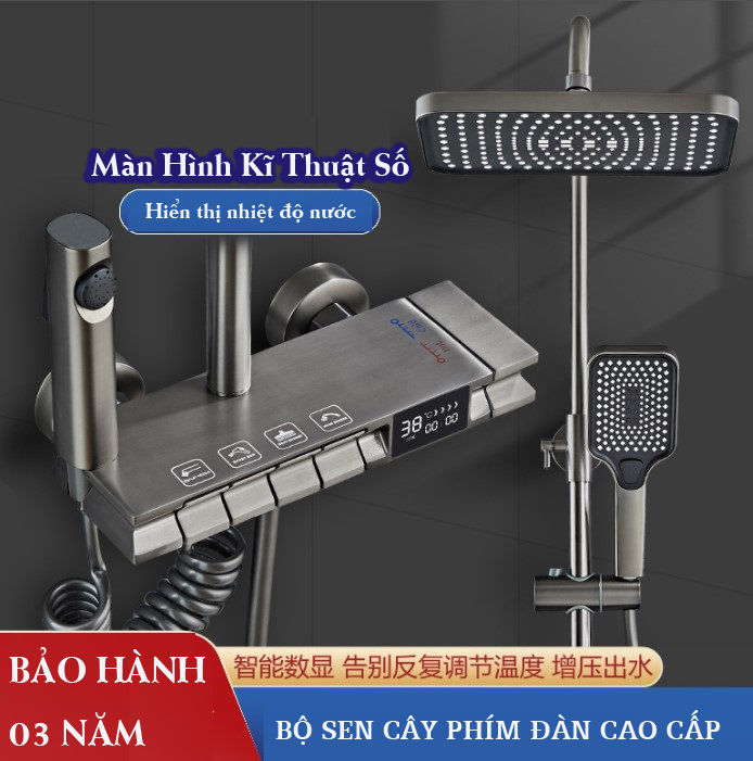 Vòi senTắm Đứng Nóng Lạnh Cao cấp phím đàn có đèn LED hiển thị nhiệt độ ...