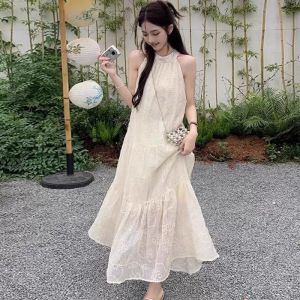 ZHENMANZI | French White Halter Dress