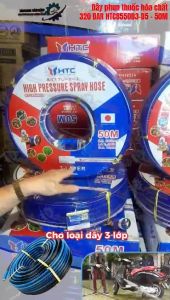 ỐNG DÂY XỊT THUỐC SÂU 8.5MM 5 LỚP CUỘN 50M 320 BAR DÙNG PHUN THUỐC DÂY XỊT RỬA XE ÁP LỰC CAO HIỆU HTC HTC8550D5