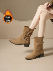 Josiny | Cowboy Vintage Brown Mid-calf Pointed Boots