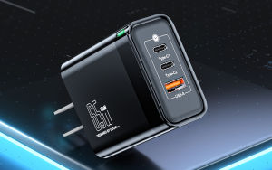 QOOVI 65W GaN Charger USB Type C Fast Charging PD QC 3.0 Wall Charger US EU Plug Adapter Quick Charge For iPhone 16 Samsung Xiaomi Oppo Macbook Laptop Tablet Phone Travel Charger