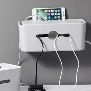 Wall-Mounted Cable Organizer Box Home Socket Management Holder Plug Board Storage Rack Fixed Device Cable Collector Hub