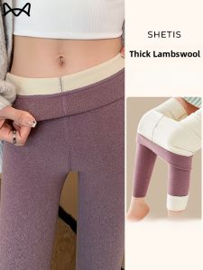 MiiOW | Thickened High-Waist Womens Thermal Pants Autumn Winter Warm Cotton Trousers Fleece Lined Seamless Outerwear Sheepskin Base Layer Pants