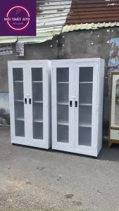 Tủ đựng tài liệuhồ sơ văn phòng có kính dài trong suốt sơn tĩnh điện hình thật 100%