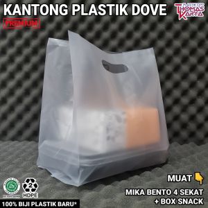 Plastik Bento 4 Sekat isi 50 Kantong Dove muat Box Nasi 18x18 + Dus Snack Ultah Syukuran Ulang Tahun